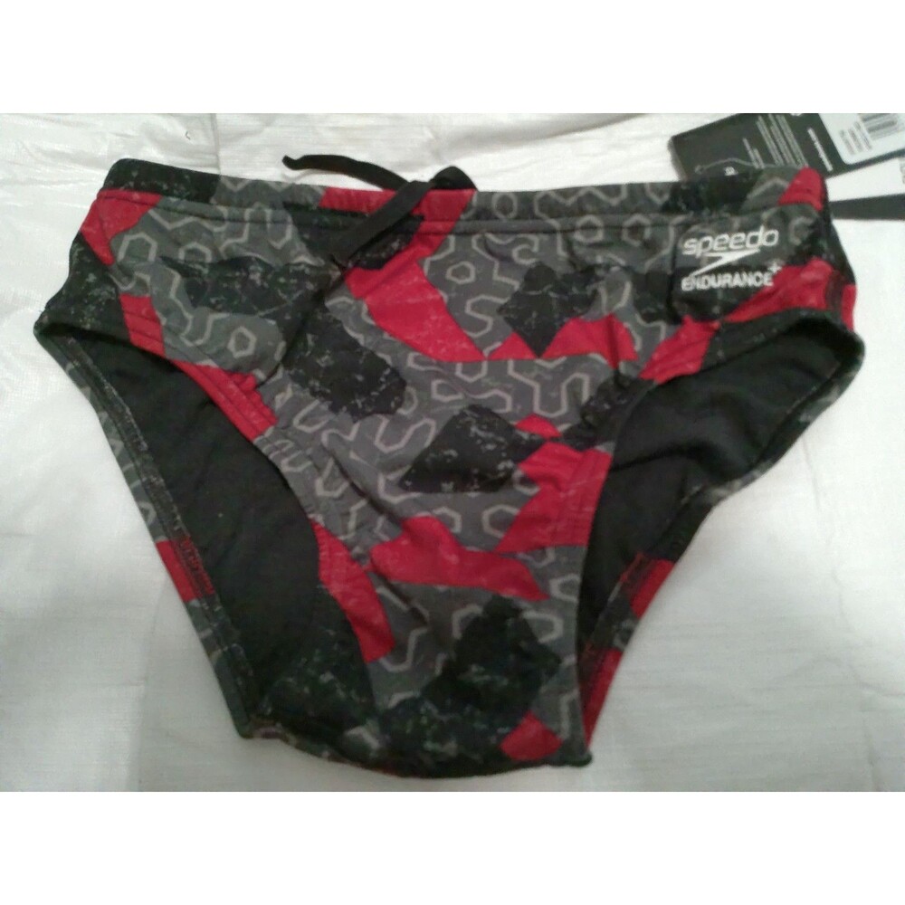 Speedo Men's Swim Brief Size 30 Ruse Blocks Brief Speedo Red NIB Endurance+